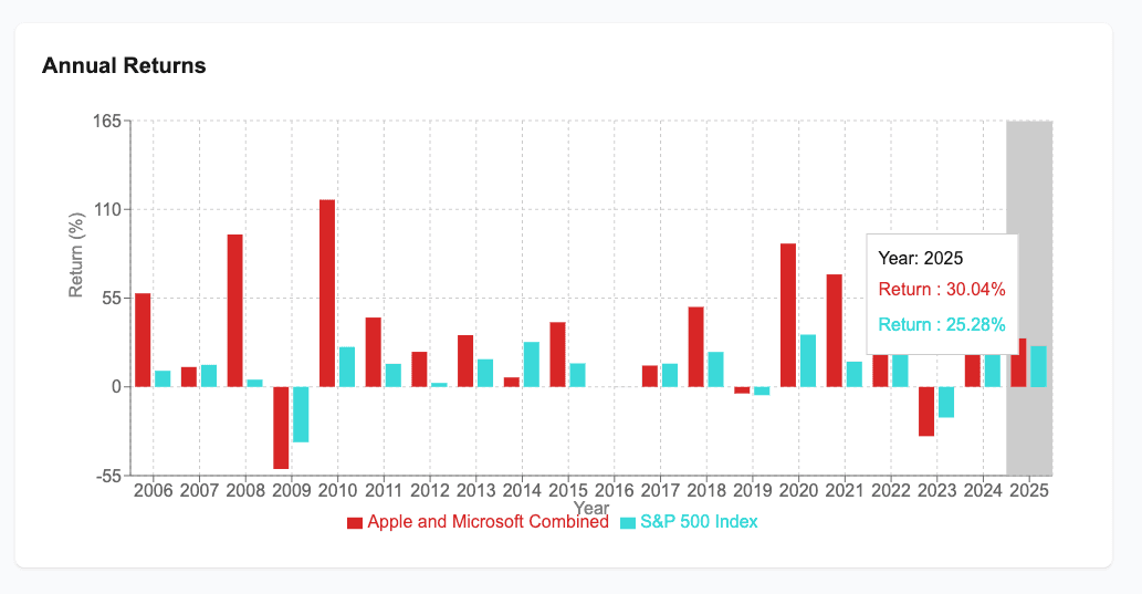 Annual Returns from Portfolio Backtesting